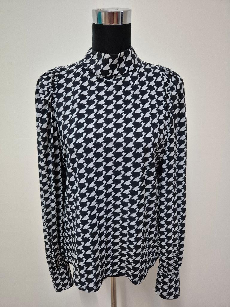 Top83 - Blauwe-creme Studio Anneloes shirt maat L (1), Ophalen of Verzenden, Zo goed als nieuw, Maat 38/40 (M), Blauw