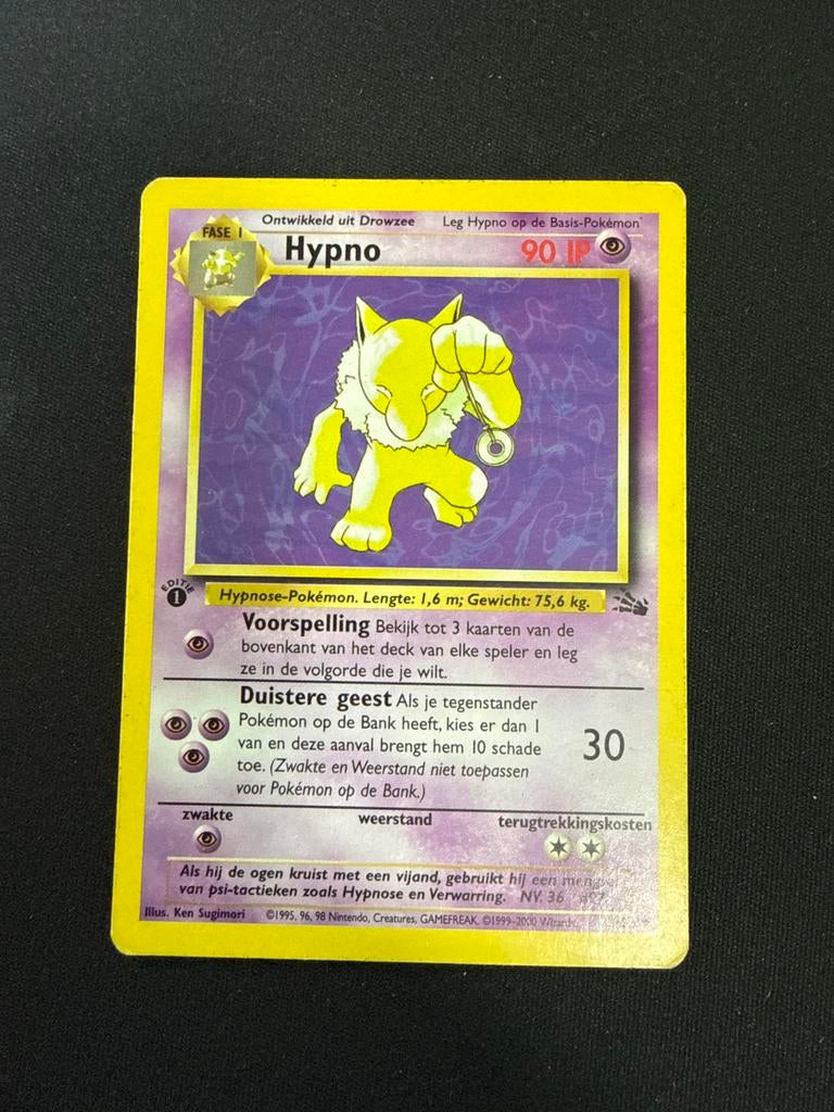 Pokémon kaart Hypno 23 1st edition NL, Ophalen of Verzenden, Gebruikt, Losse kaart