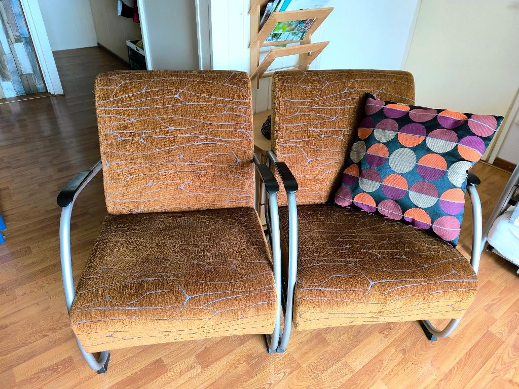 cognackleurige fauteuils, Ophalen, Gebruikt, Design, Overige materialen