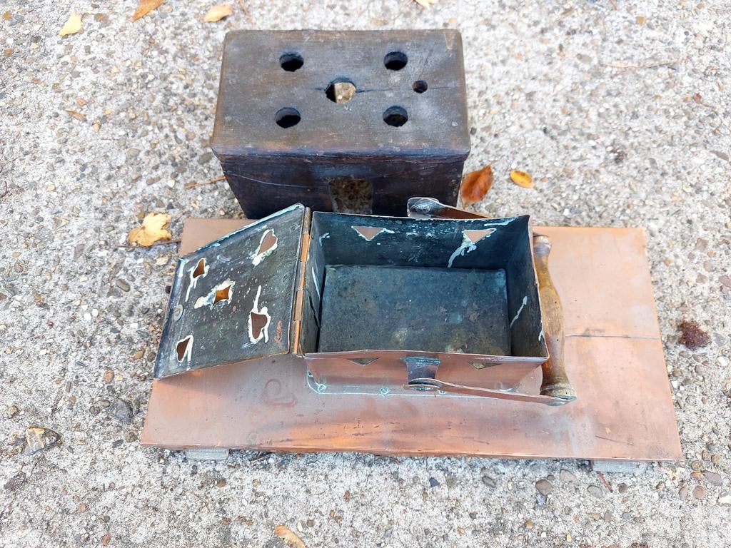 Antieke koperen rijtuigstoof., Antiek en Kunst, Ophalen of Verzenden