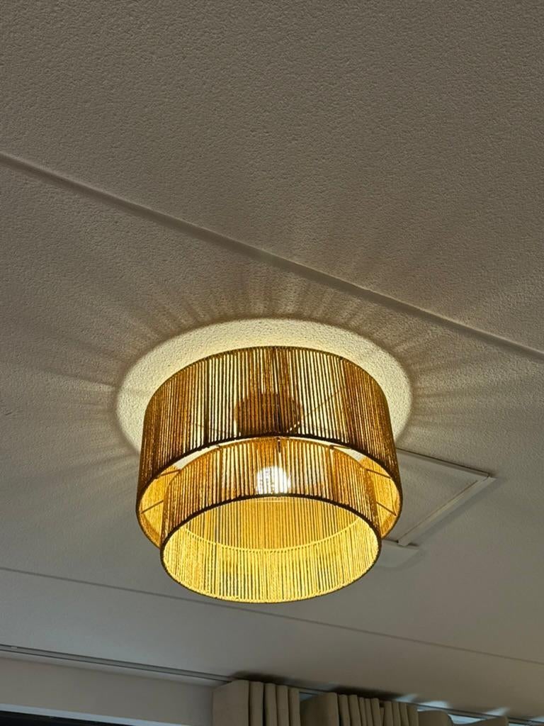 Rieten design plafondlamp - Zo goed als nieuw, Huis en Inrichting, Lampen | Plafondlampen, Ophalen of Verzenden, Zo goed als nieuw