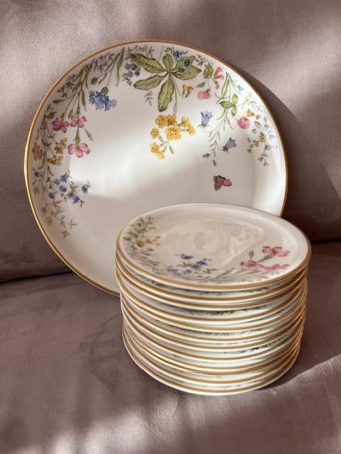 Gebaksbordjes met taartschaal, Huis en Inrichting, Keuken | Servies, Ophalen of Verzenden, Zo goed als nieuw, Bord(en), Overige stijlen