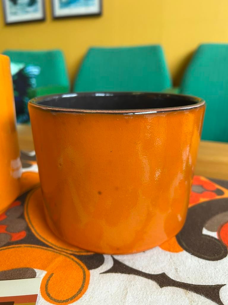 Vintage jaren 70 oranje Adco bloempot, ?, Zo goed als nieuw, ?, ?