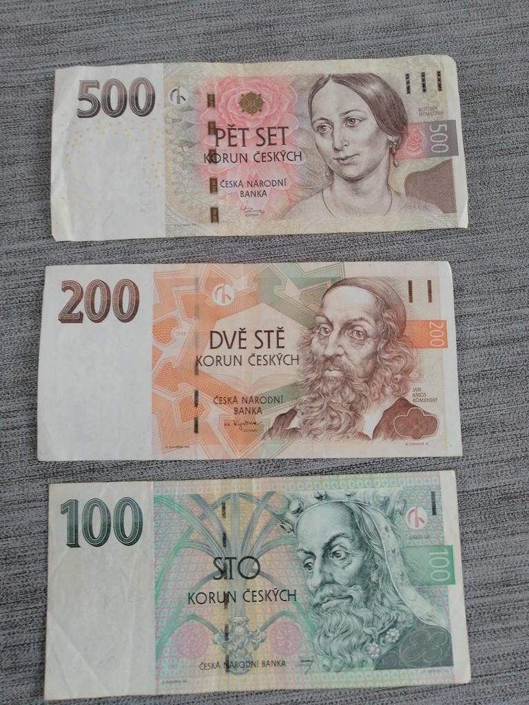 Tsjechische Kroon Bankbiljetten Set - 100, 200, 500, Ophalen of Verzenden, Overige landen, Setje