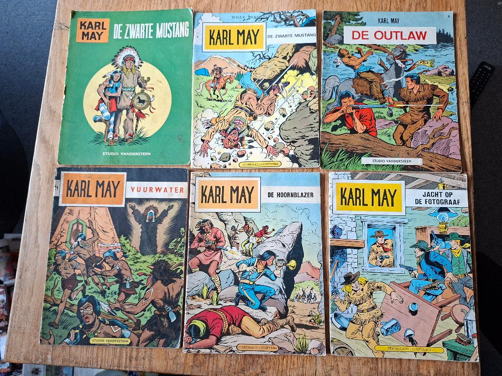 Karl May 8x partij, stapel Vandersteen ook los te koop, Gelezen, Willy Vandersteen e.a., Ophalen of Verzenden, Meerdere stripboeken