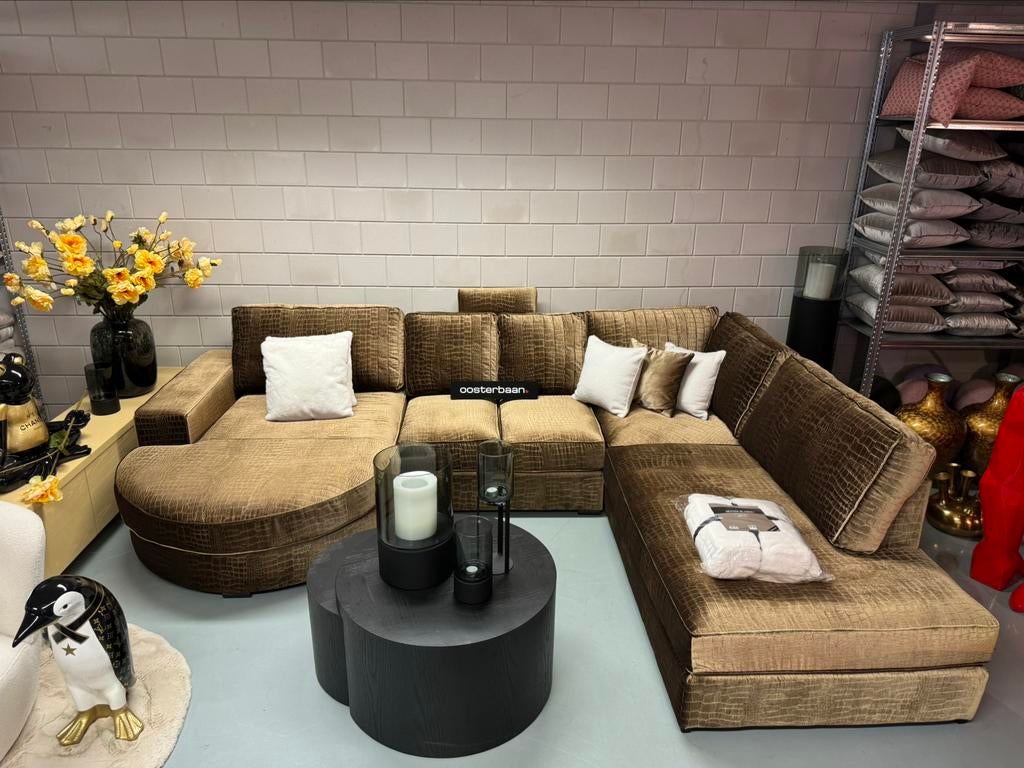 Luxe Velvet Croco U-Bank Mila 170x350x250cm NIEUW - Uniek, Info@oosterbaanwonen.nl, Venus 31 8448CE Heerenveen, Hoekbank, Ophalen of Verzenden