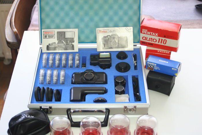 Pentax Auto 110 set in aluminium koffer met veel extra's, Ophalen of Verzenden, Zo goed als nieuw, Spiegelreflex, Pentax