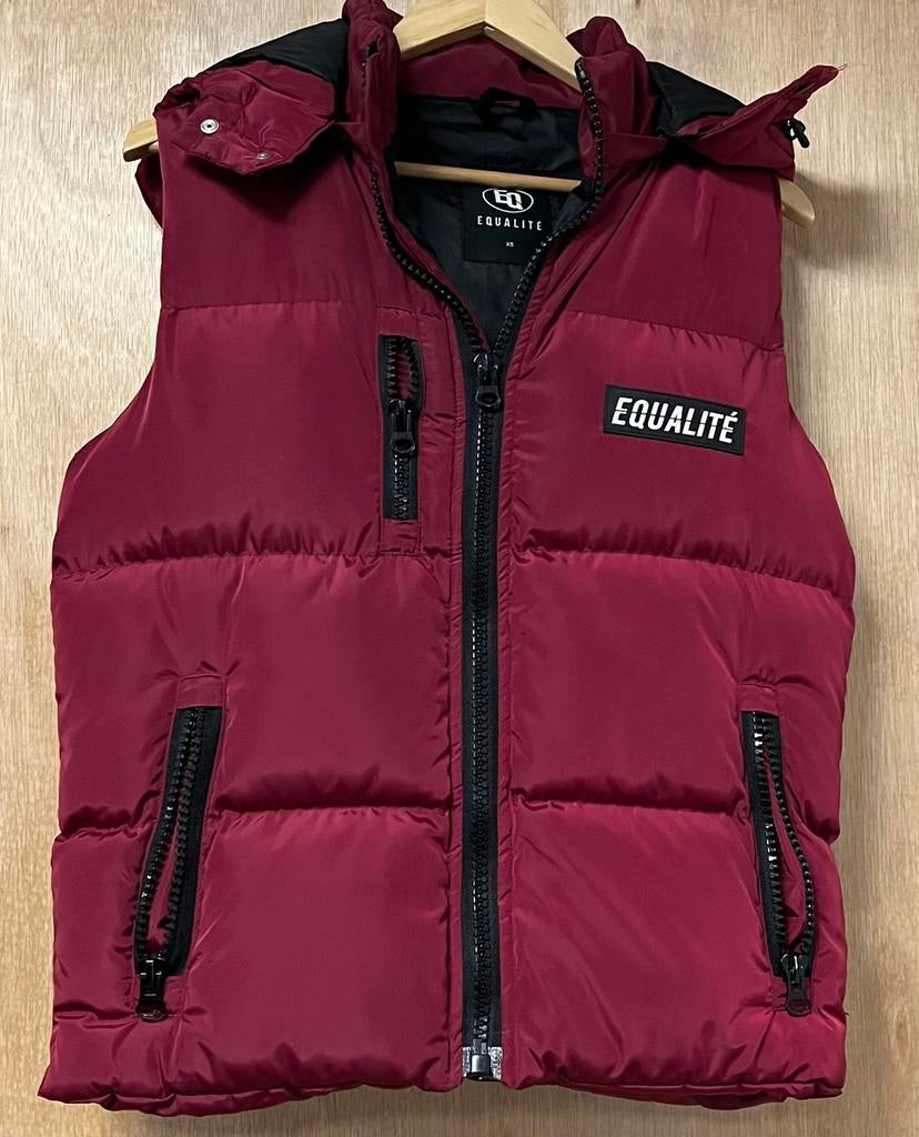 Equalite puffer bodywarmer winter jas wijnrood - Maat XS, Ophalen of Verzenden, Zo goed als nieuw, Maat 46 (S) of kleiner, Rood