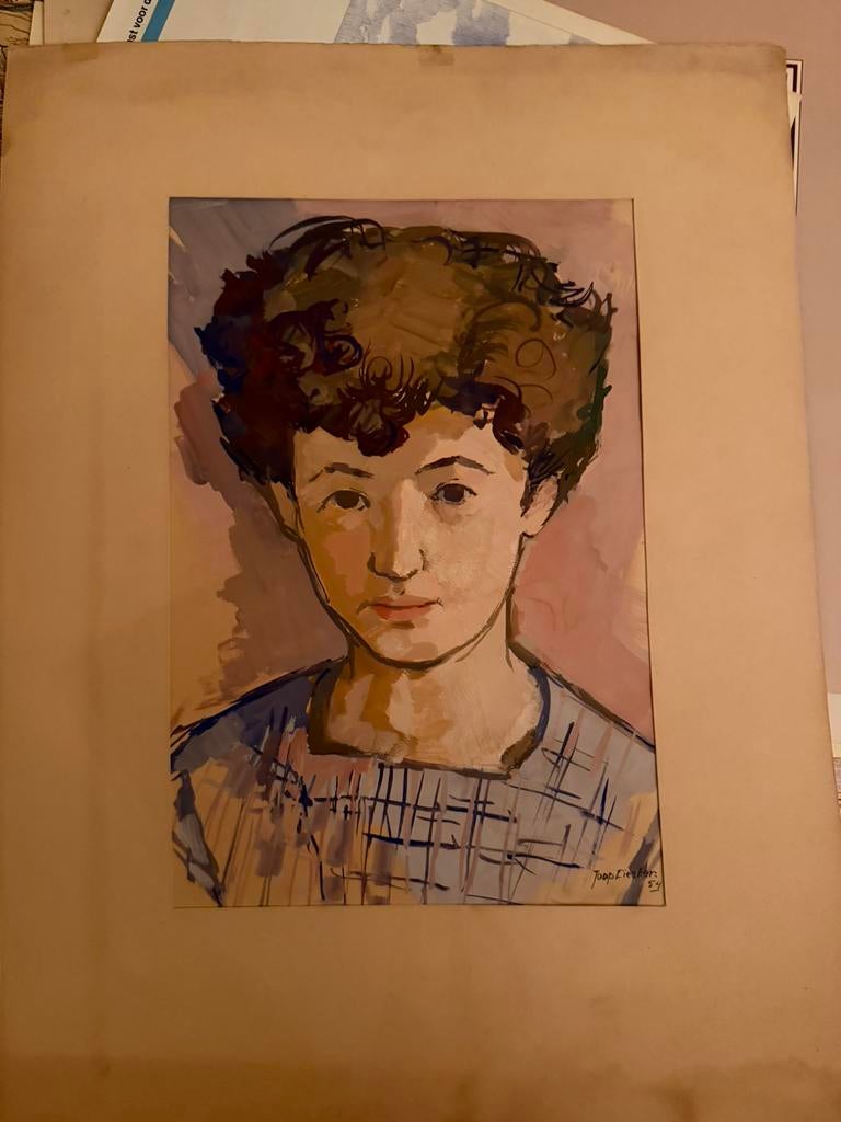 Te koop aquarel van Joop Liesker., Antiek en Kunst, Kunst | Schilderijen | Klassiek, Ophalen of Verzenden
