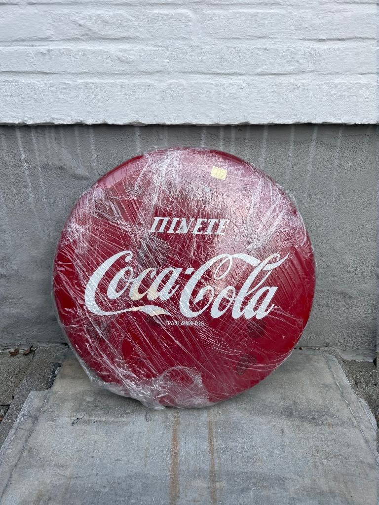 Vintage reclamebord Coca-cola, Ophalen, Gebruikt, Reclamebord