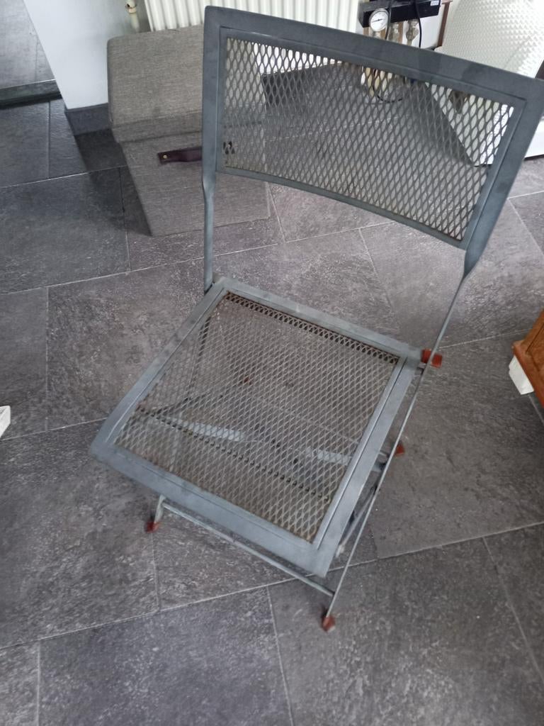 Vintage metalen Frans bistro stoel inklapbaar., Ophalen of Verzenden