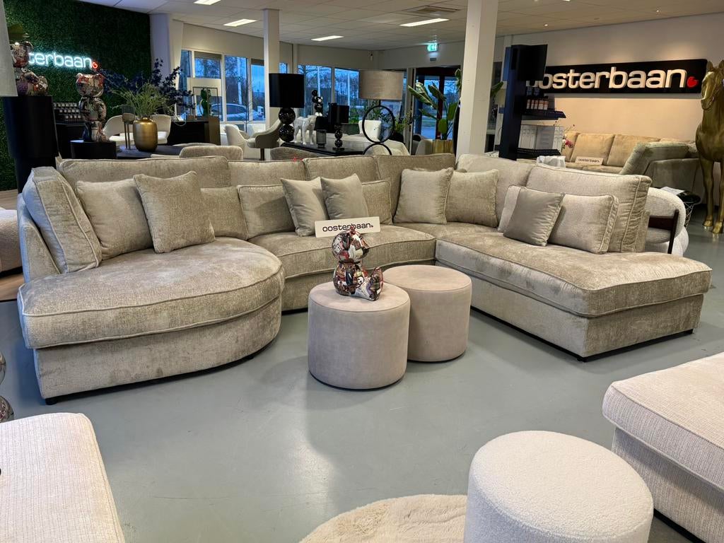 Luxe Velvet Teddy U-bank Pocket Round NIEUW 175x375x250cm, Info@oosterbaanwonen.nl, Venus 31 8448CE Heerenveen, Hoekbank, Oosterbaan Wonen