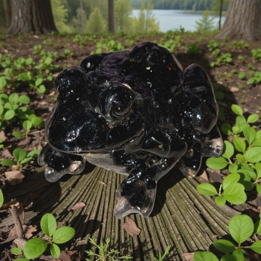Obsidiaan orgonite kikker, Verzamelen, Mineralen en Fossielen, Ophalen of Verzenden, Mineraal