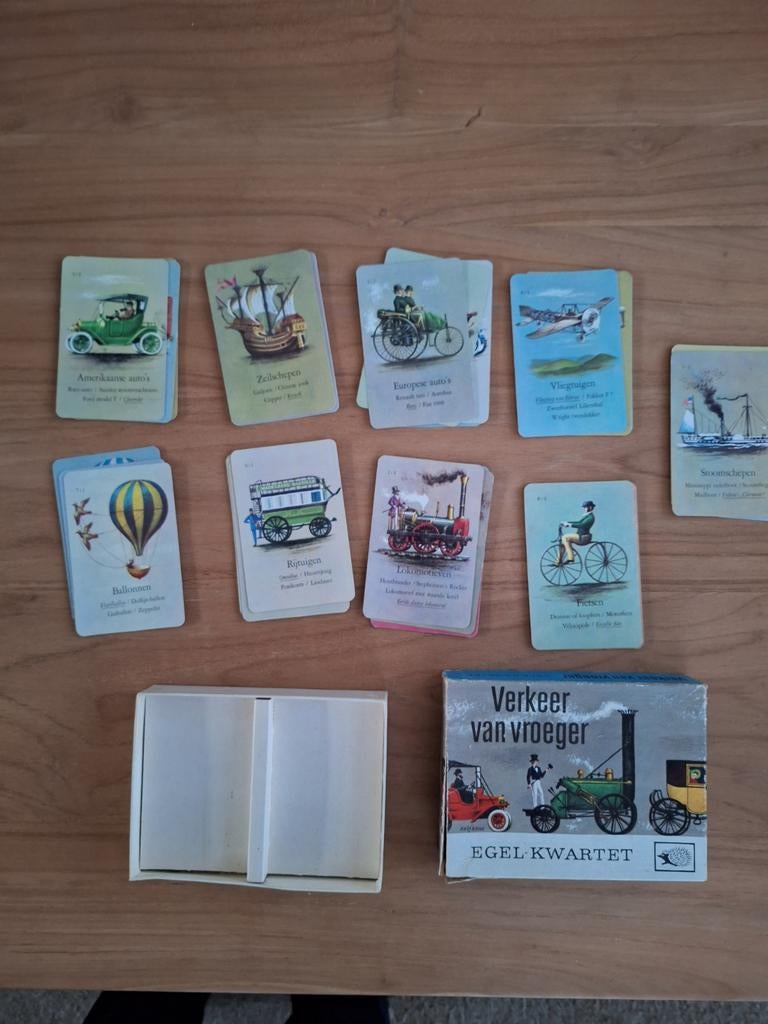 Oud kwartetspel over verkeer van vrieger, Verzamelen, Speelkaarten, Jokers en Kwartetten, Ophalen of Verzenden, Gebruikt, Kwartet(ten)