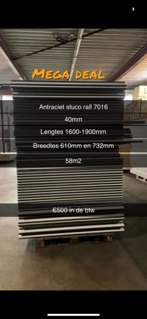 Sandwichpanelen mega actie restpartijen. Isolatie (antraciet, Ophalen