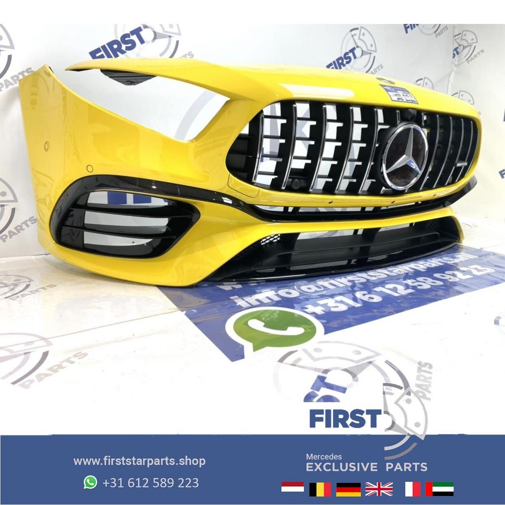 W177 A 45 KLASSE 2021 A45 A45S AMG VOORBUMPER GEEL COMPLEET, Gebruikt, -, Voor, Ophalen of Verzenden