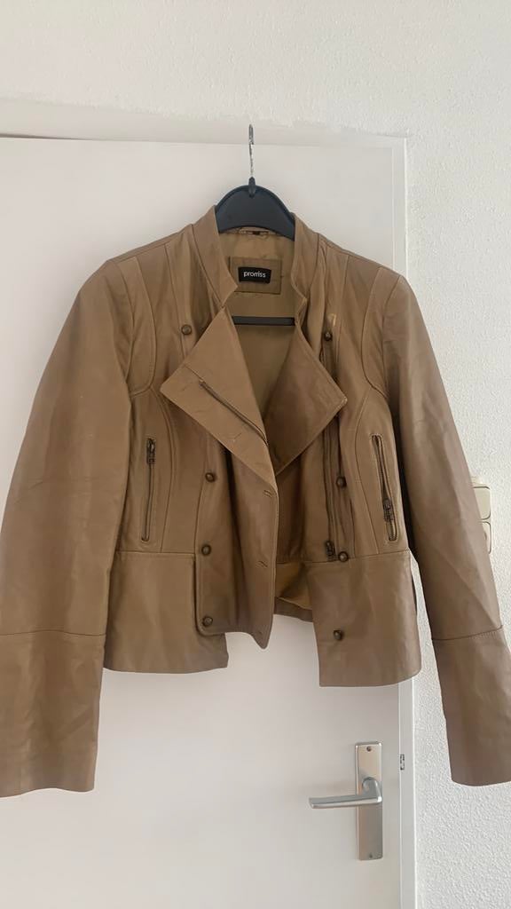 LEREN DAMES JACK, mt 46, Ophalen of Verzenden, Zo goed als nieuw, Maat 46/48 (XL) of groter, Beige
