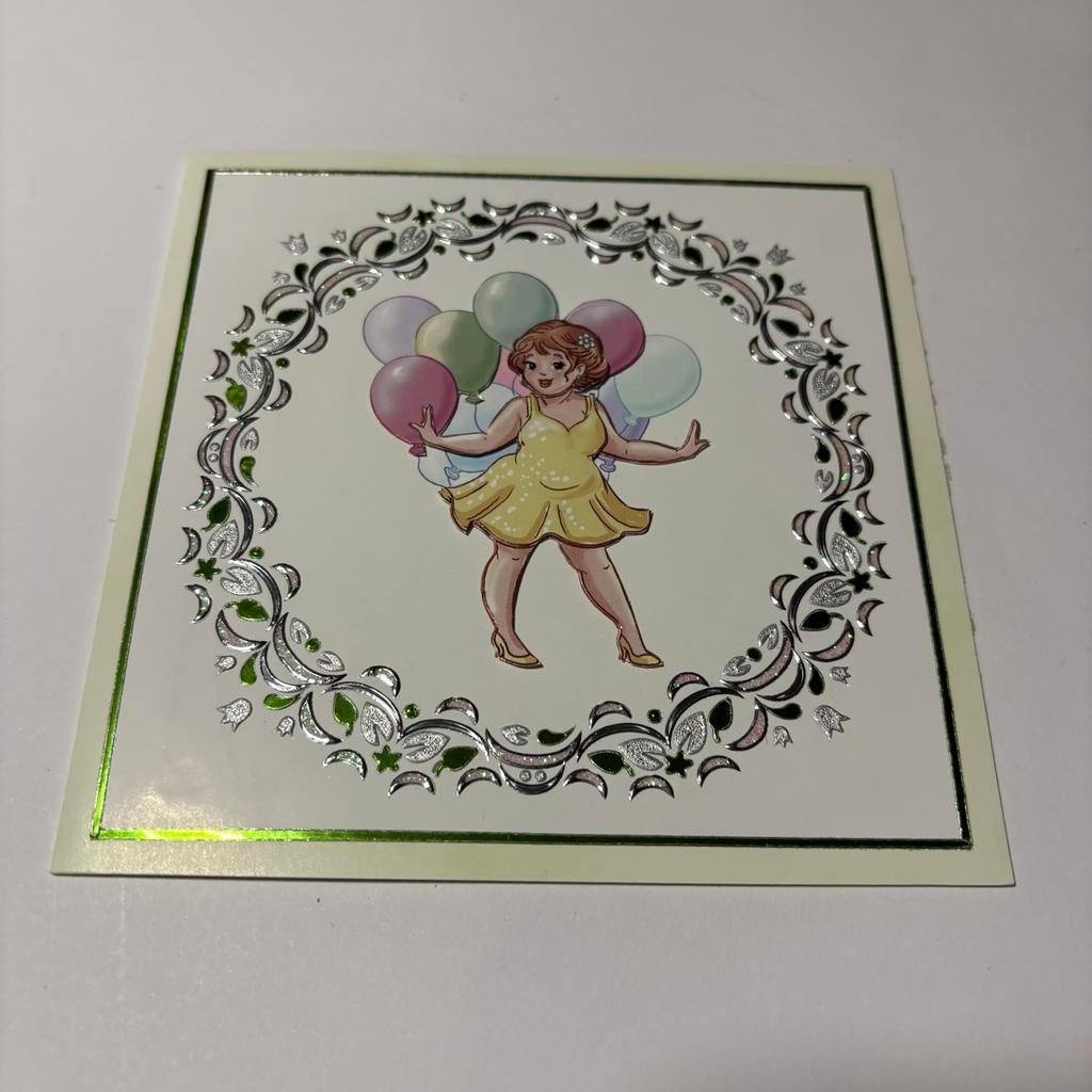 Hobbydots kaart vrouw met ballonnen, Ophalen of Verzenden, Zo goed als nieuw, Overige thema's