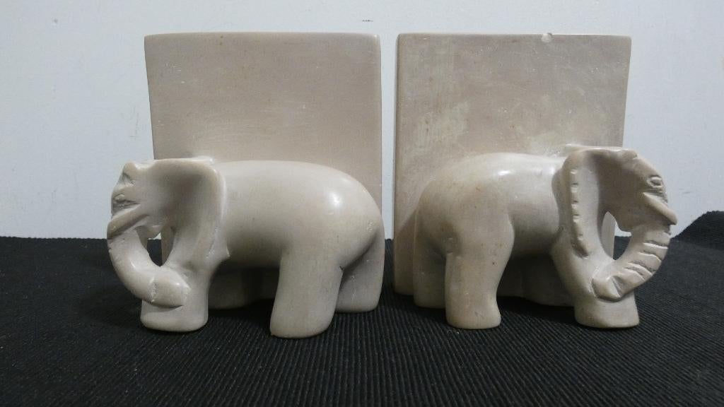 boekensteunen - marmer olifanten [1186], Ophalen