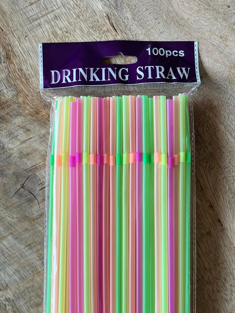 Gekleurde plastic buigrietjes - 100 stuks (21x0.5 cm), Ophalen of Verzenden, Nieuw