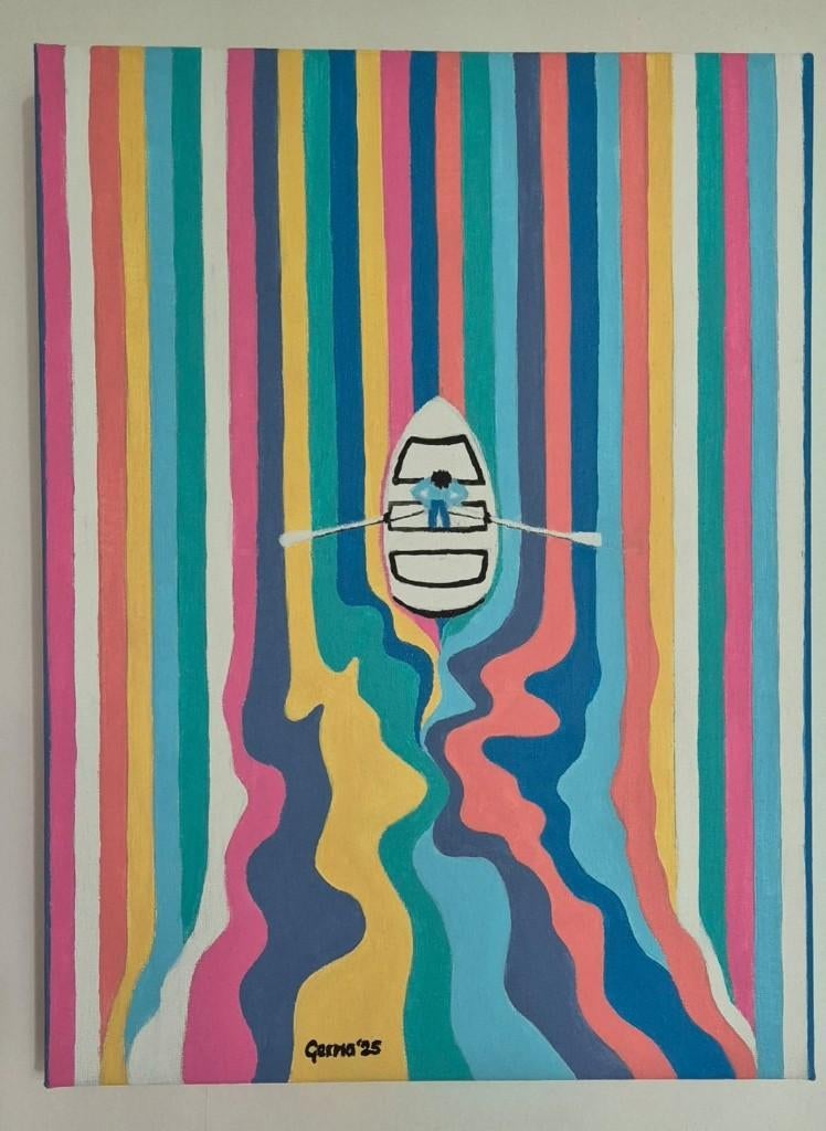 Zelf geschilderd op doek met acryl, Ophalen