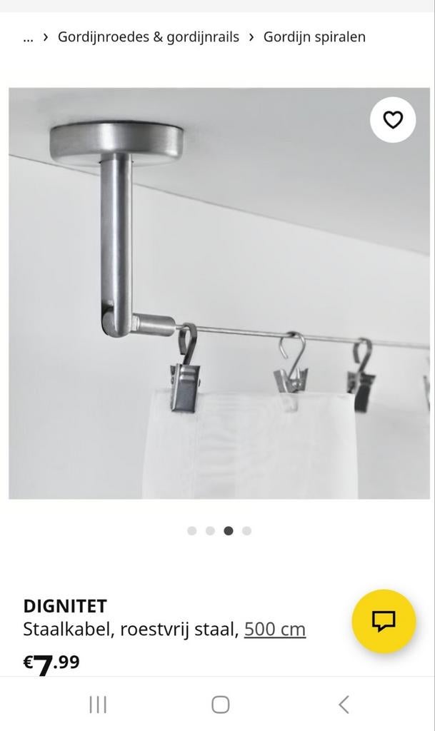 DIGNITET Staalkabel ikea gordijnroede
300cm, Ophalen of Verzenden, Zo goed als nieuw, 200 cm of meer