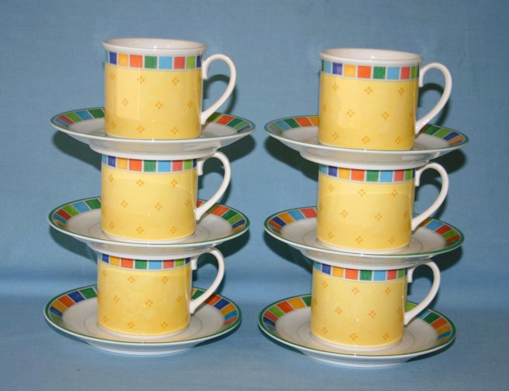 Villeroy & Boch " Twist Alea Limone " Koffie Kop & Schotel, Villeroy & Boch, Ophalen of Verzenden, Zo goed als nieuw, 2de Hands