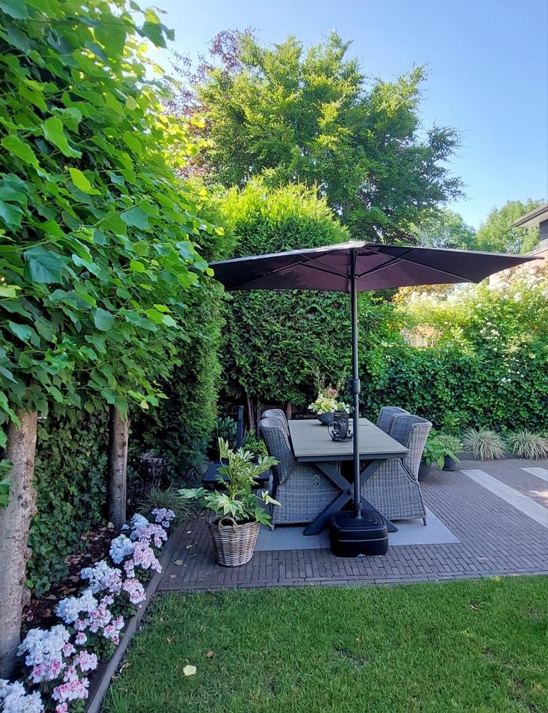 Parasol 3m doorsnede, antraciet, NIEUW, Ophalen of Verzenden, Zweefparasol