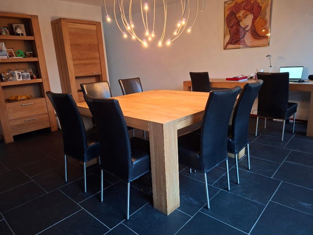 8 persoons eettafel 150x150, Huis en Inrichting, Tafels | Eettafels, Gebruikt, 150 tot 200 cm, 150 tot 200 cm, Vijf personen of meer