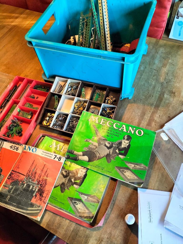 Doos met veel Meccano onderdelen, jaren '60 '70, Ophalen of Verzenden