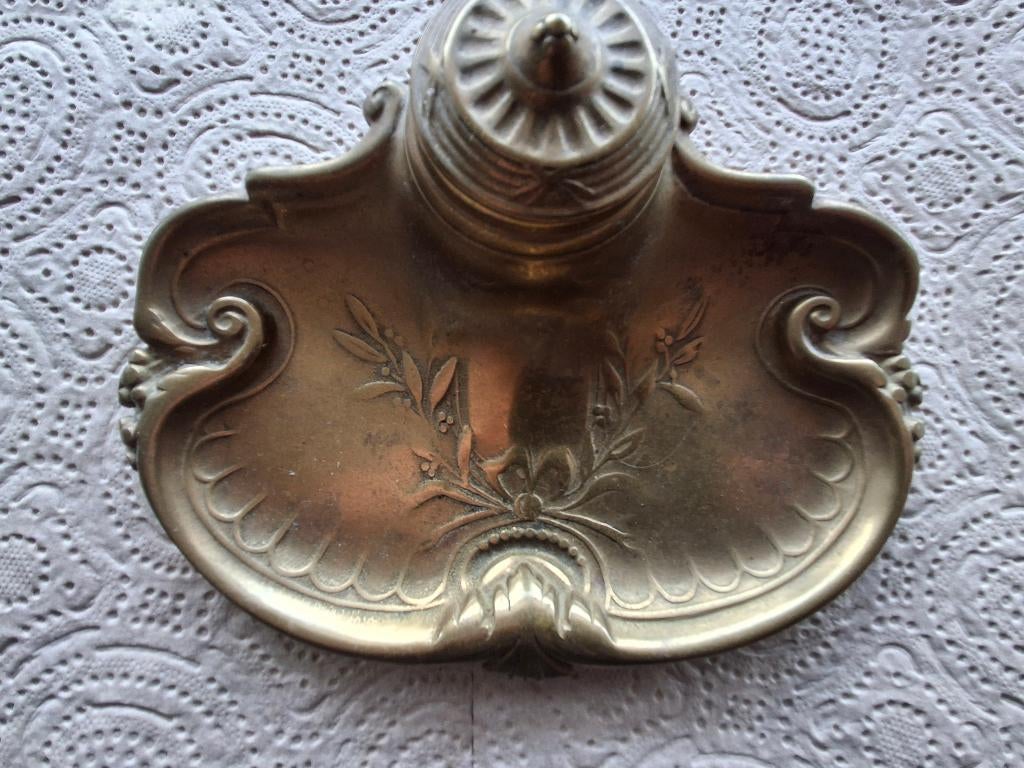 Jugendstil inktpotje messing, Verzenden, Koper