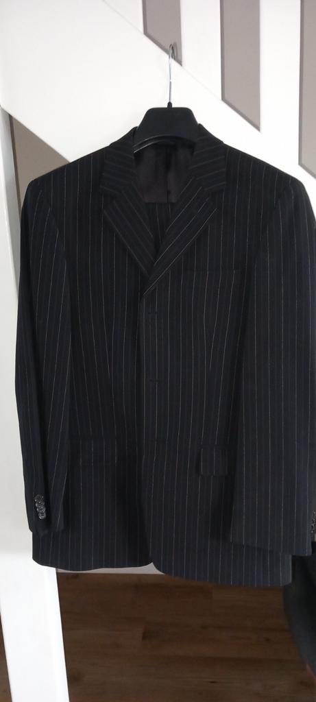 Kostuum pak zwart maat 46 Met bruine krijtstreep, Ophalen of Verzenden, Zo goed als nieuw, Maat 46 (S) of kleiner, Zwart