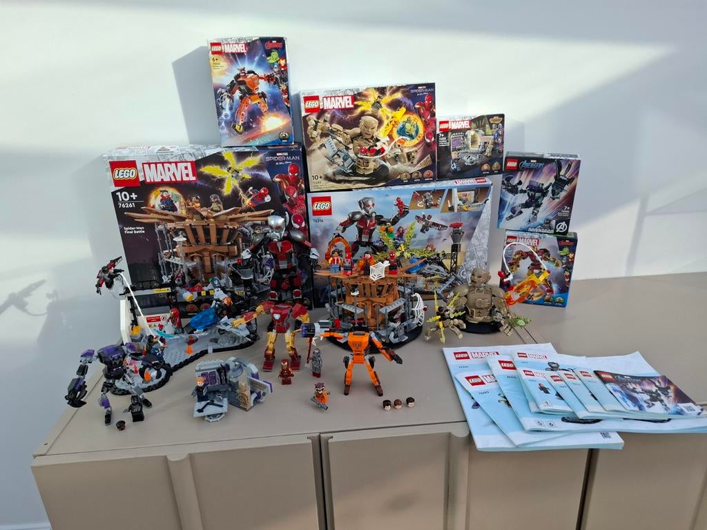 7 Legosets MARVEL (76204 76243 76253 76261 76280 76307 76314, Ophalen of Verzenden, Zo goed als nieuw