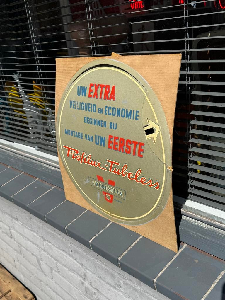 Vintage Vredestein ProfiLux Tubeless Reclamebord, Ophalen, Reclamebord, Gebruikt, .