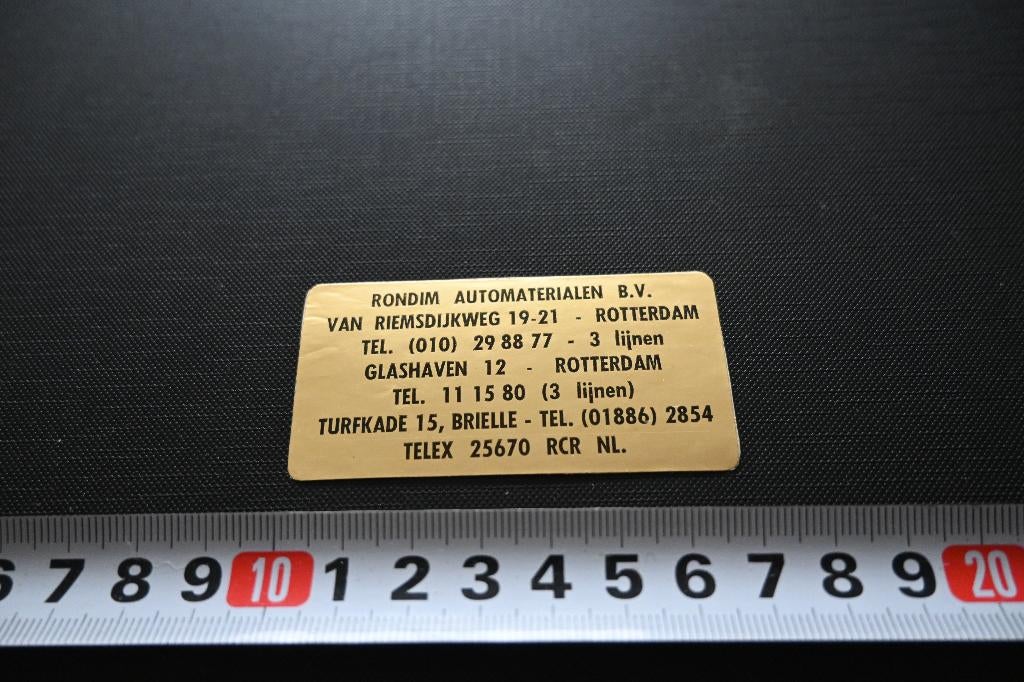sticker rotterdam brielle RONDIM AUTOMATERIALEN, Verzamelen, Stickers, Zo goed als nieuw, Ophalen