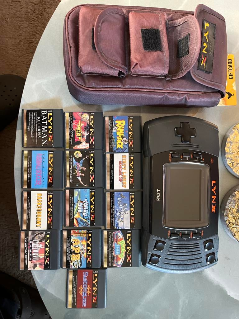 Atari Lynx met 13 games en originele tas, Ophalen of Verzenden, Met 1 controller, Atari Lynx, Gebruikt