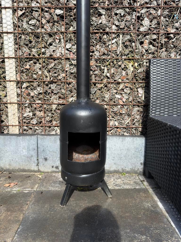 Zwarte terraskachel van oude gasfles, Ophalen, Gebruikt