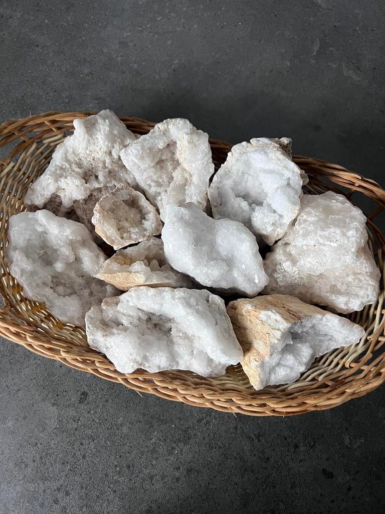 Partij/verzameling bergkristal geodes, Ophalen of Verzenden, Mineraal