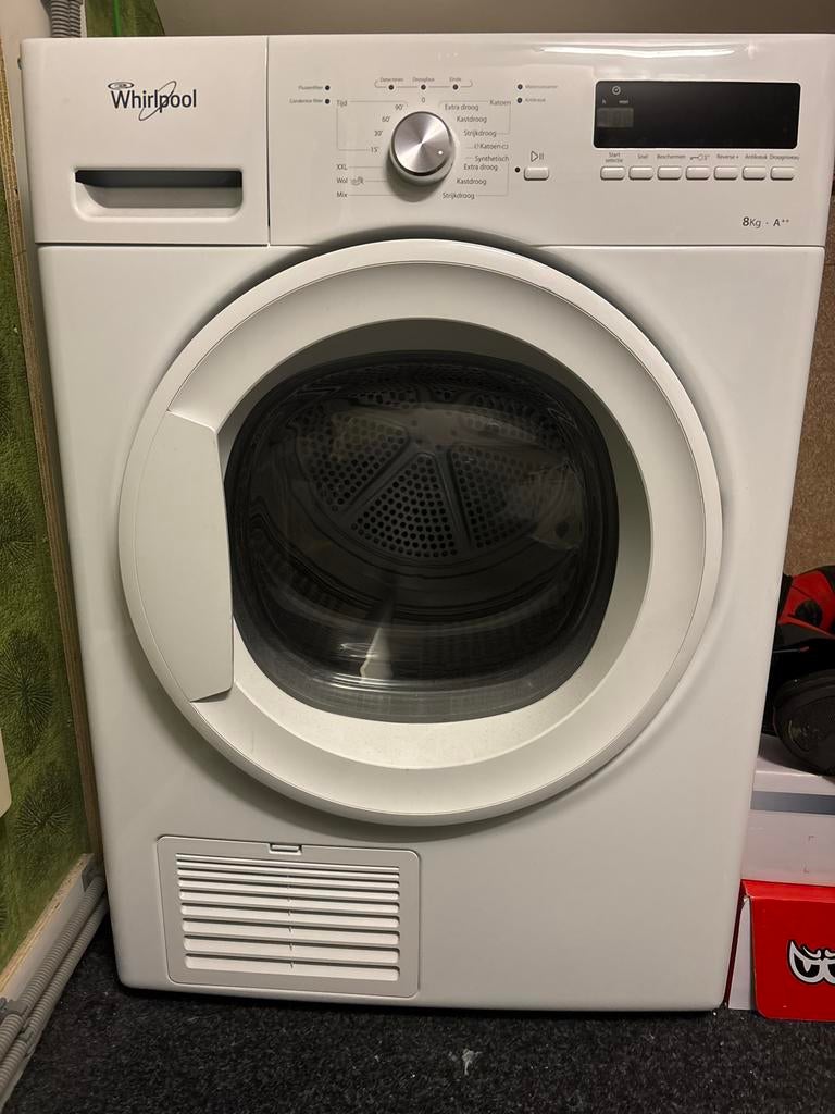 Whirlpool wasdroger 8kg A++, Ophalen, Gebruikt, 8 tot 10 kg, 85 tot 90 cm