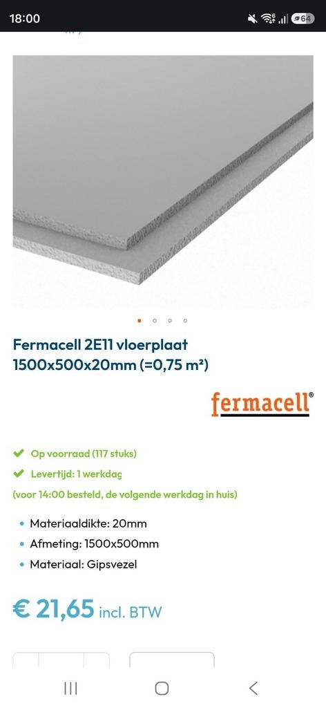 Fermacell 2E11 vloerplaat - 3 stuks over, Overige materialen, 30 cm of meer, Overige typen, Nieuw