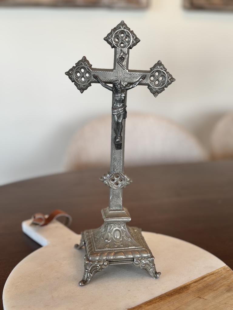 Vintage Kruisbeeld Jezus Zilver Religieus, Ophalen of Verzenden