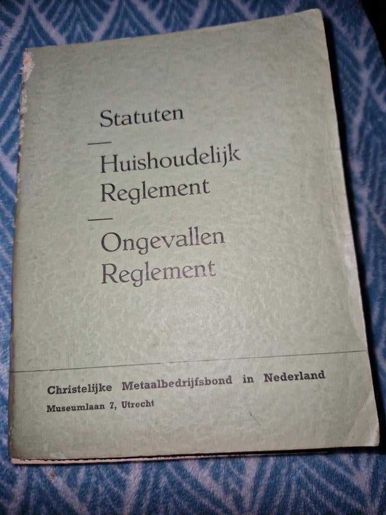 Statuten huishoudelijk metaalbedrijfs bond 1955, Ophalen of Verzenden, Gelezen
