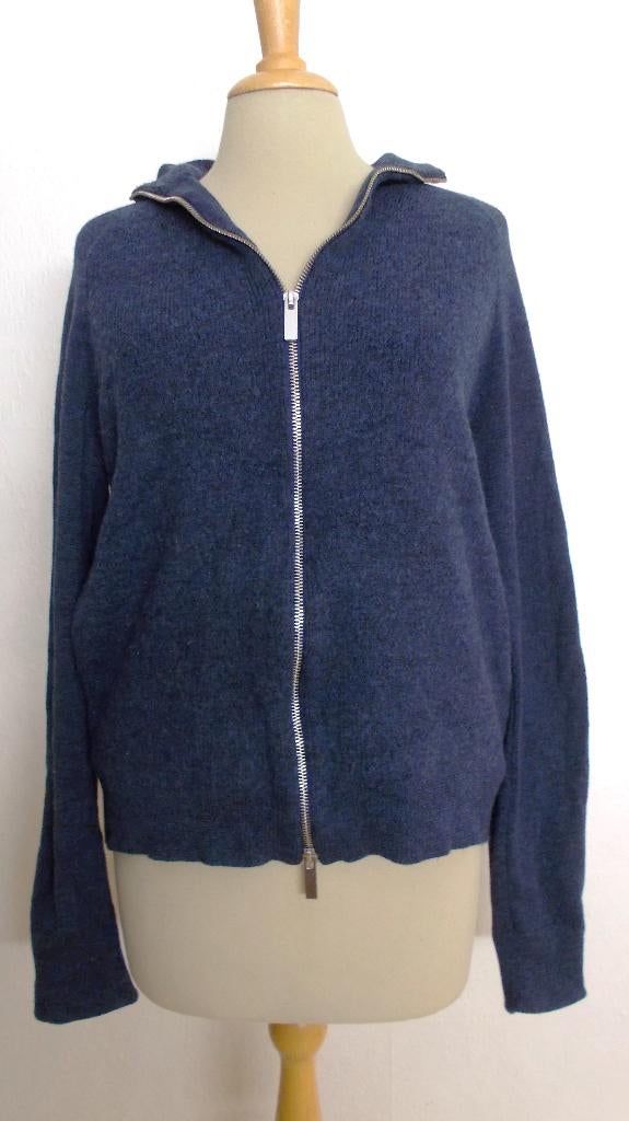 Blauw/zwart 100% pure merino wol vest van Nicole Farhi! L/XL, Kleding | Dames, Truien en Vesten, Ophalen of Verzenden, Zo goed als nieuw