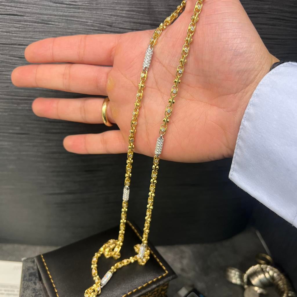 18 karaat gouden ketting massief schakel, Ophalen of Verzenden, Zo goed als nieuw, Goud