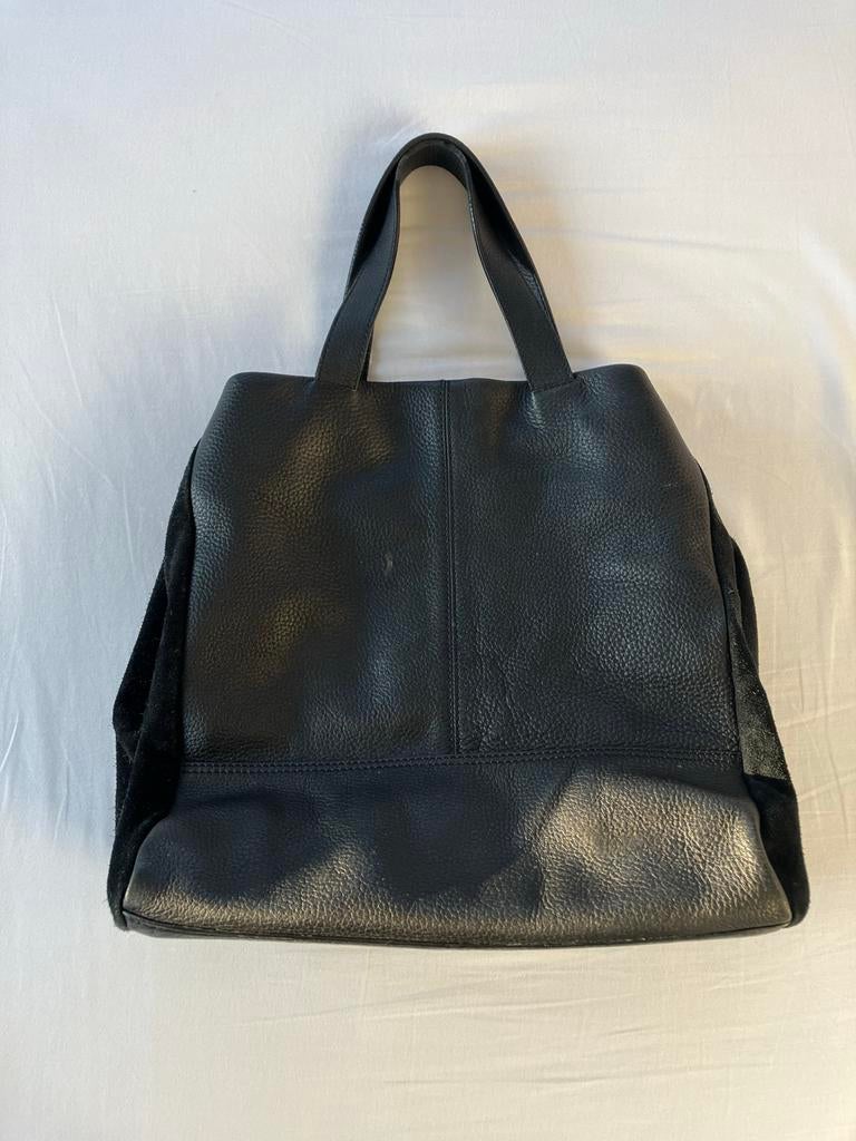 Mart Visser Handtas Zwart Leer met Suède Details, Sieraden, Tassen en Uiterlijk, Tassen | Damestassen, Ophalen of Verzenden, Gebruikt