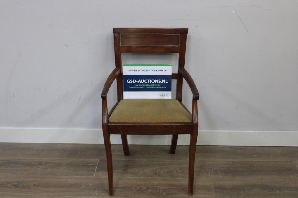 Art-Deco Houten Stoel met Groene Zitting, Huis en Inrichting, Stoelen, Ophalen of Verzenden, Niet ingevuld, Niet ingevuld, Niet ingevuld