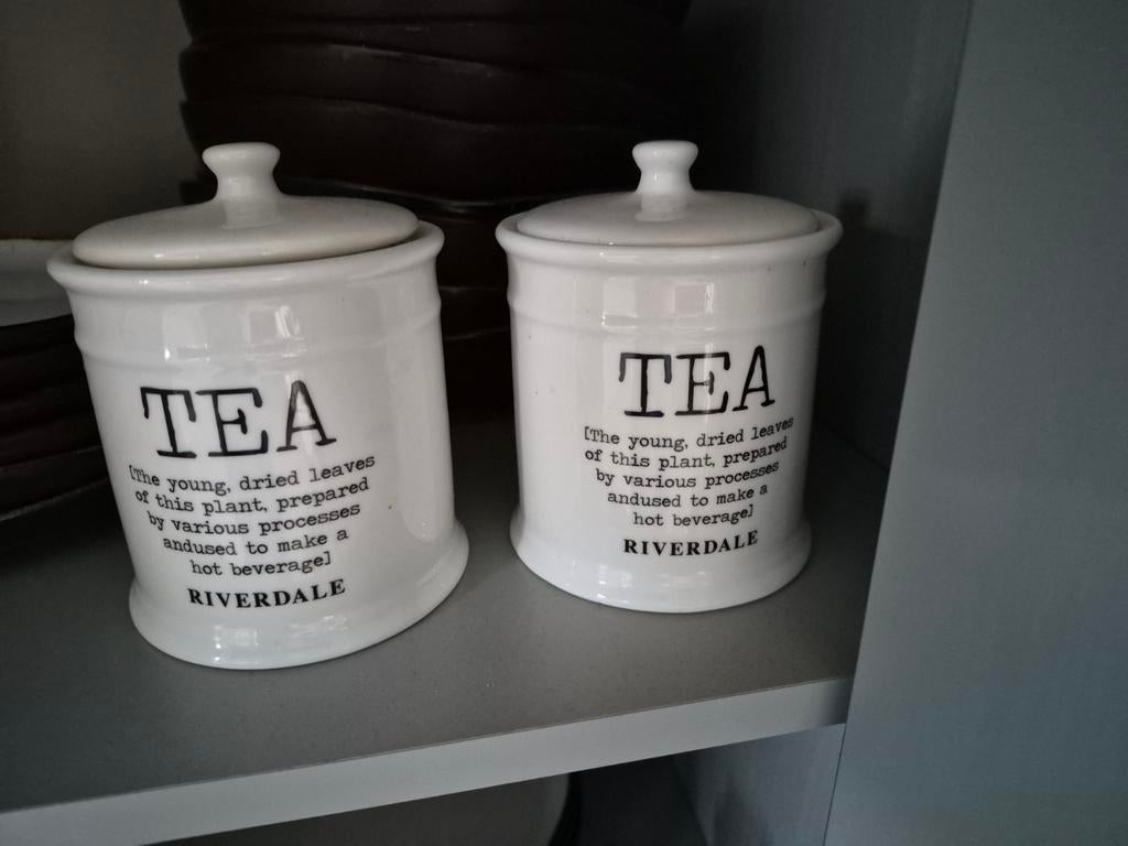 Twee Riverdale potten voor theezakjes, Ophalen of Verzenden