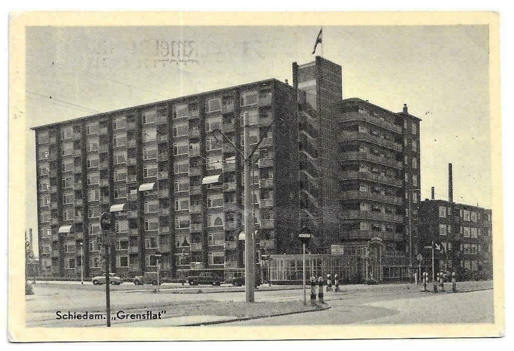 AK Schiedam - "Grensflat", Verzenden, 1940 tot 1960, Gelopen, Zuid-Holland