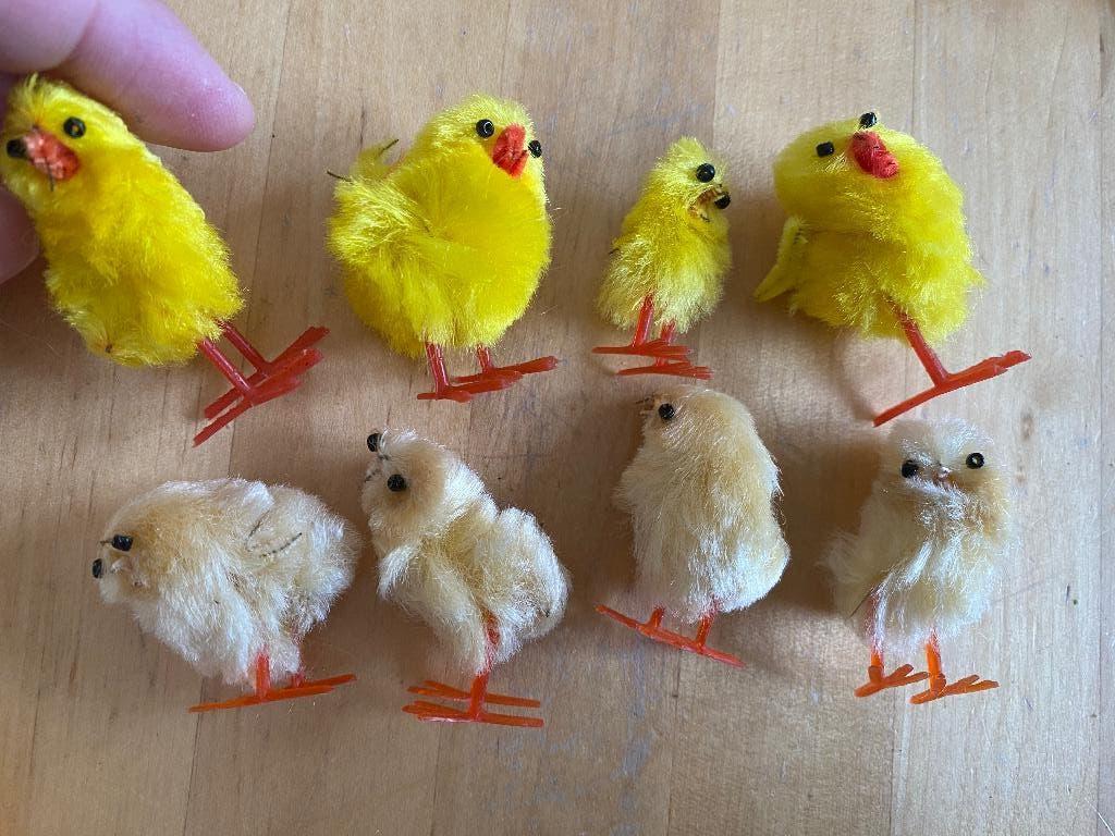 8 vintage kuikentjes voor Pasen rookvrij huis, Ophalen of Verzenden, Zo goed als nieuw