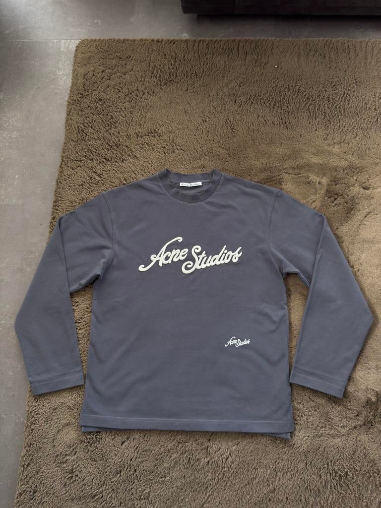 Acne Studios Grey / Blue Logo Longsleeve XS, Ophalen of Verzenden, Nieuw, Maat 46 (S) of kleiner, Blauw